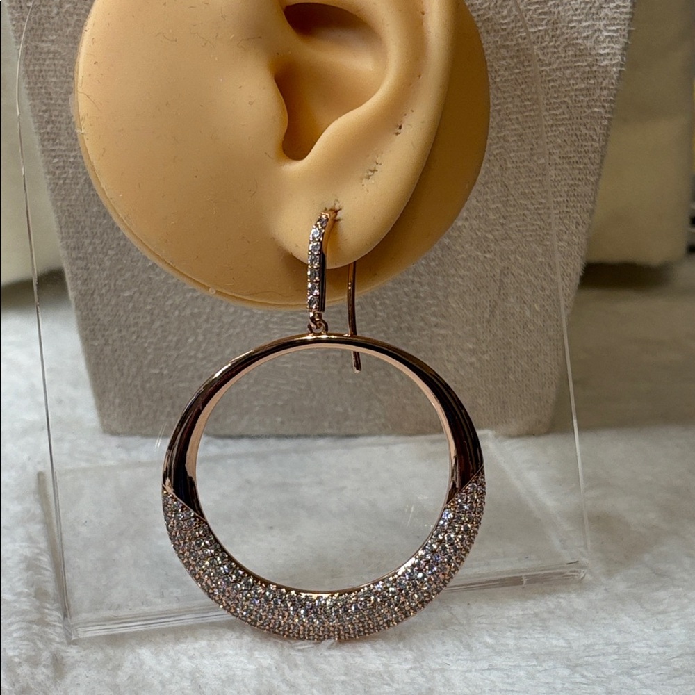 AAA CZ Blingy Elegant Dangle Earrings 18k Rose Gold Filled - Picture 2 of 3
